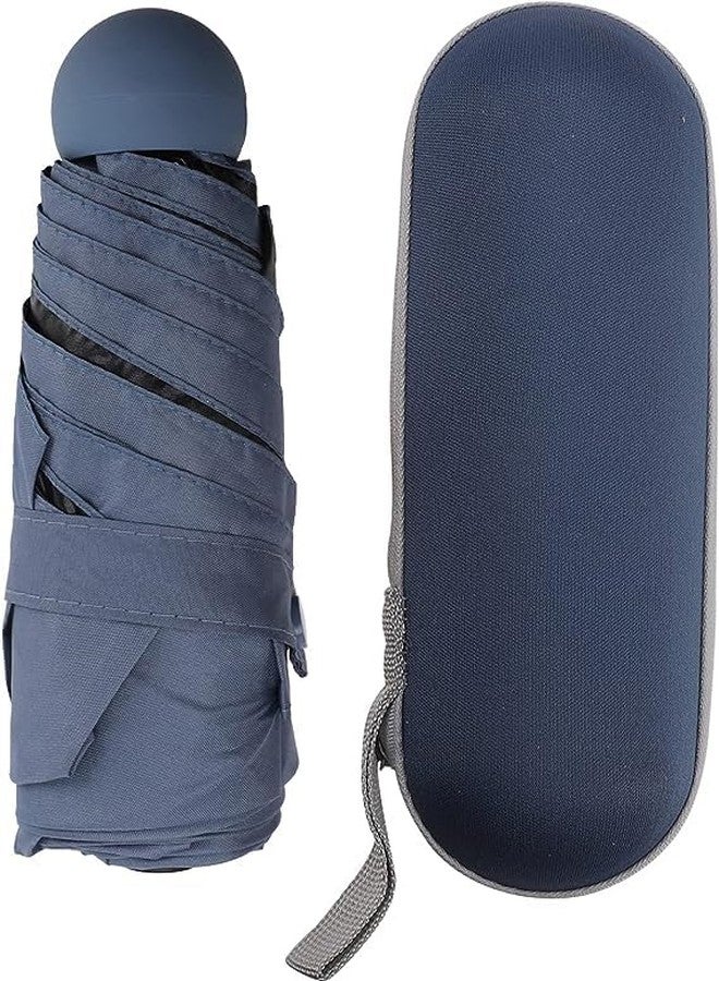 Alexvyan Mini Umbrella with Case for Men & Women (Manual Open) Compact Travelling Umbrella, Polyester & UV Protection Fabric for Summer/Anti-Slip Handle- Use in Rain & Summer- 6 Frame (Blue) - Image 1